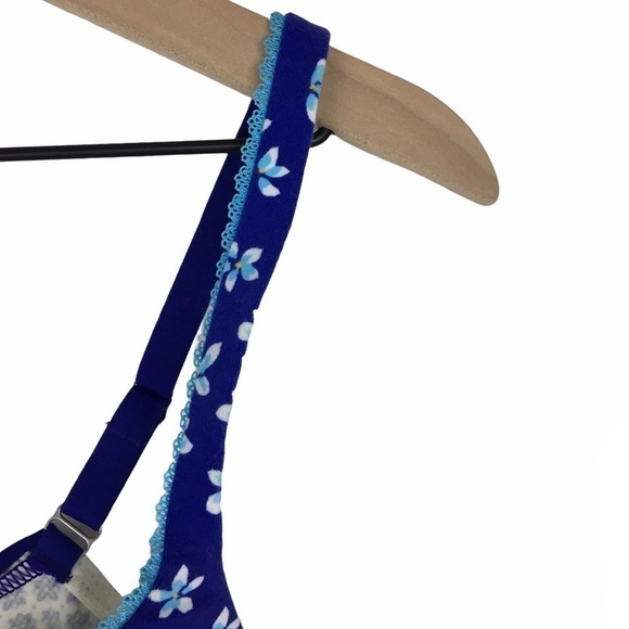 VICTORIA’S SECRET Bra Body By Victoria Push-Up Floral Flowers Blue White 36C - Picture 6 of 10